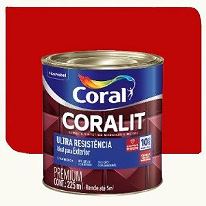 Tinta Esmalte Coral Coralit Ultra Resistência Brilhante Vermelho 0,225 Litros