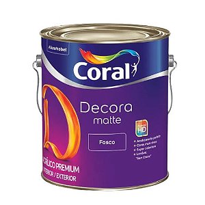 Tinta Acrílica Coral Decora Matte Fosco Branco 3,6 Litros