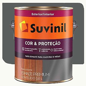 Tinta Esmalte Suvinil Cor & Proteção Brilhante Cinza Escuro 3,6 Litros