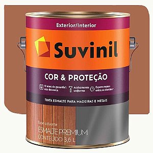 Tinta Esmalte Suvinil Cor & Proteção Brilhante Marrom Conhaque 3,6 Litros