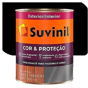 Tinta Esmalte Suvinil Cor & Proteção Brilhante Preto 0,9 Litros