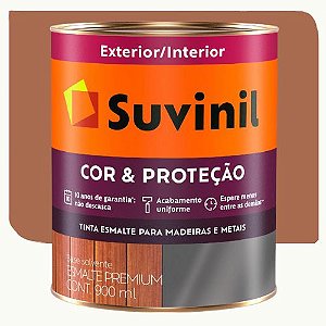 Tinta Esmalte Suvinil Cor & Proteção Brilhante Marrom Conhaque 0,9 Litros