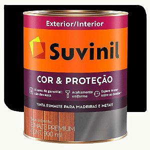 Tinta Esmalte Suvinil Cor & Proteção Fosco Preto 0,9 Litros