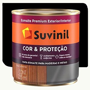 Tinta Esmalte Suvinil Cor & Proteção Brilhante Preto 0,225 Litros