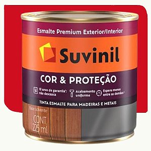 Tinta Esmalte Suvinil Cor & Proteção Brilhante Vermelho 0,225 Litros