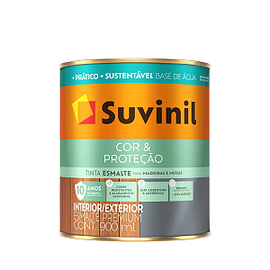 Tinta Esmalte Suvinil Base Água Cor e Proteção Brilhante Branco 0,9L