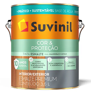Tinta Esmalte Suvinil Seca Rápido Base Água Brilhante Platina 3,6 Litros