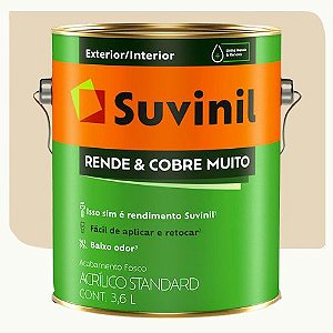 Tinta Acrílica Suvinil Rende Cobre Muito Fosco Palha 3,6 Litros