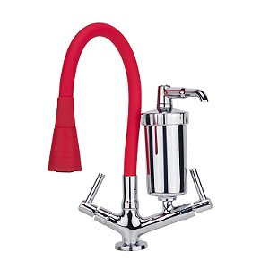 Bica com Filtro para Bancada Gourmet Vermelha