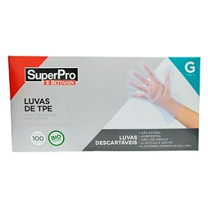 Luva TPE Descartável 100 Unidades SuperPro Bettanin