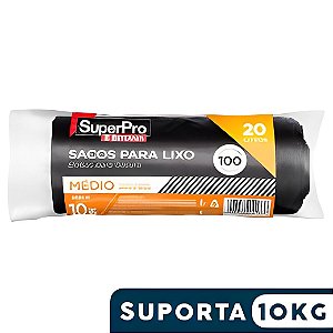 Saco De Lixo 20 Litros Médio Plástico Preto 100 Unidades - SuperPro Bettanin