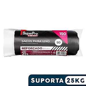 Saco De Lixo 150 Litros Reforçado Plástico Preto 50 Unidades SuperPro Bettanin