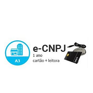E-CNPJ A3 DE 1 ANO EM CARTÃO + LEITORA