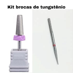 Kit brocas de tungstênio: uma broca de corte fino e uma média de duas pontas