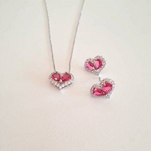 Conjunto Ródio de Coração