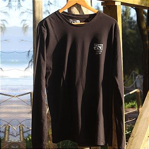 Camiseta FLN Manga Comprida Mapa Ilha preta