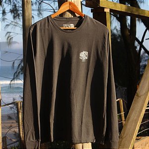 Camiseta FLN Manga Longa Florianópolis costas grafite e branco