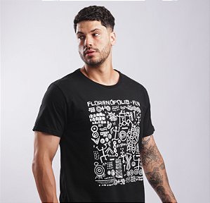 Camiseta Mosaico Rupestre Preta