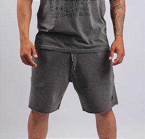 Bermuda de Moletom Logo FLN Corte a Fio Grafite
