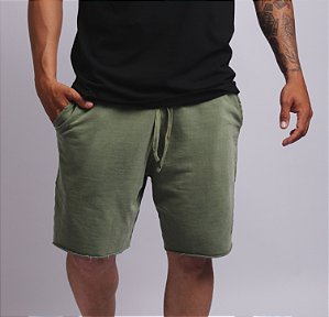 Bermuda de Moletom Logo FLN Corte a Fio Verde
