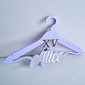 Cabide Casamento 15 anos Noiva e Debutante - MDF com  Aplique de Acrílico no Nome e Brasão