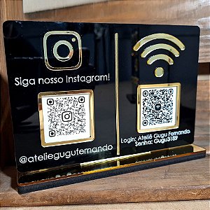 Placa Instagram e Wifi QR Code