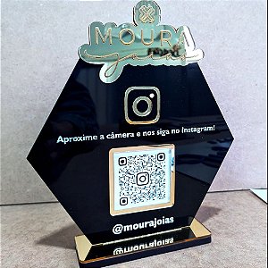 Placa QR Code Hexagonal Instagram com Logotipo