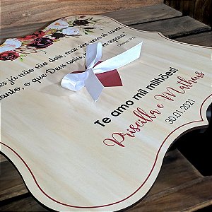 Porta Alianças Casamento Rústico Personalizado - MOD 008