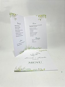 Menu Cardápio 14x20 cm - Fosco - Casamento Casamento e 15 anos