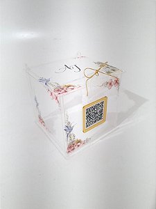 Caixa Pix Dos Noivos - Urna Gravata Acrílico Transparente com Impressão