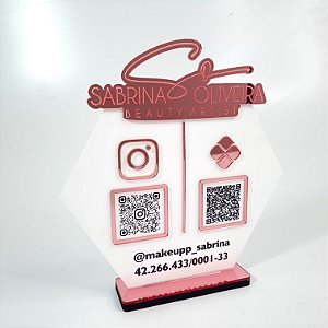 Placa PIX e Instagram QR Code Hexagonal com Logotipo