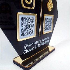 Placa PIX e Instagram QR Code Hexagonal com Logotipo