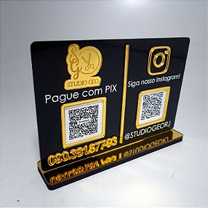 Placa PIX e Instagram QR Code com Logotipo