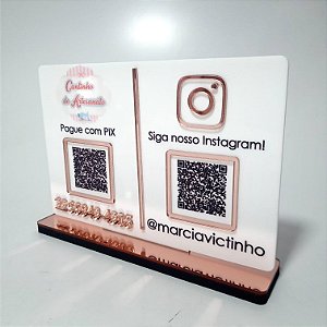 Placa PIX e Instagram QR Code com Logotipo