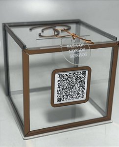 Caixa Pix Dos Noivos Bronze - Urna Gravata Acrílico Transparente