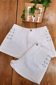 Shorts Sarja Detalhe Trancado Branco