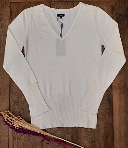 SWEATER GOLA V BASICA BRANCO