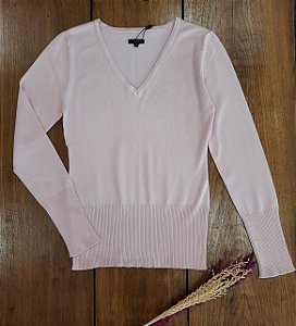 SWEATER GOLA V BASICA ROSE