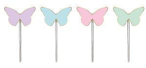 Pick Decorativo para Doces - Festa Borboletas - 12 unidades - Cromus - Rizzo