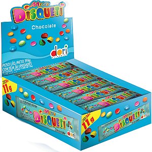 Pastilha Mini Disqueti Chocolate Confeitado - Caixa - Dori Alimentos - Rizzo