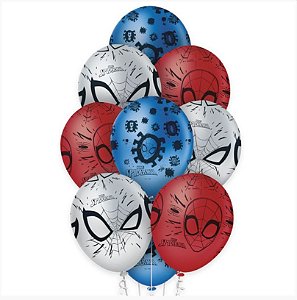 Balão de Festa Decorado Premium Spider Man 12" - 10 unidades - Regina - Rizzo Balões