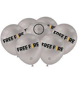 Balão Festa Free Fire Prata - 25 unidades - Festcolor - Rizzo Balões
