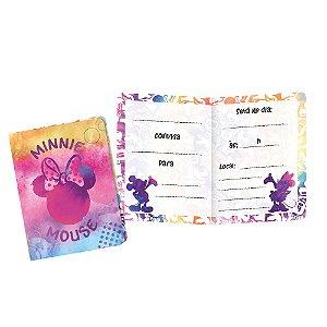 Convite Minnie Tie Dye 12 Unidades - Regina - Rizzo Festas