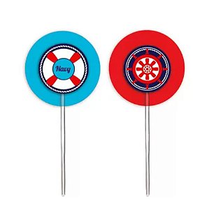 Pick Decorativo para Cupcake - Festa Marinheiro - 12 unidades - Cromus - Rizzo Embalagens