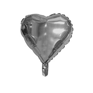Balão de Festa Microfoil Coração Prata - 9" - 01 Unidade - Rizzo Balões