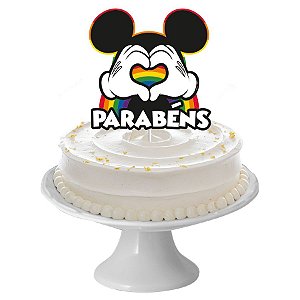 Decoração Topo de Bolo Festa Mickey Arco-Íris - 01 unidades - Regina -