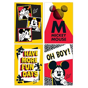 Cartaz Decorativo Festa Mickey Fãs - 04 unidades - Regina -