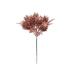 Pick Pinha Rose Gold com Glitter 20cm- 01 unidade - Cromus Natal - Rizzo Balões