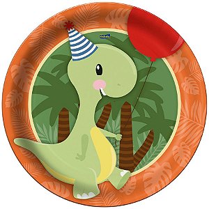 Prato de Papel  Festa Dino Baby - 8 Unidades - Festcolor - Rizzo
