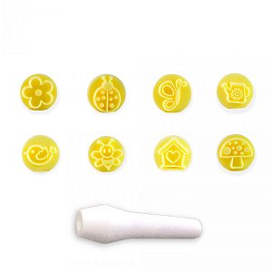 Kit Carimbo Marcador Jardim Encantado Amarelo - 8 Unidades - BlueStar - Rizzo Confeitaria
